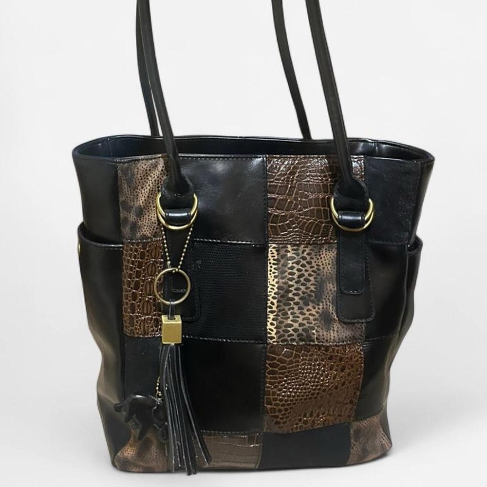 Faux Leather Patchwork Bag - image 6